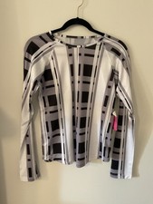 Runningskirts Long Sleeve Top Urban Night White And Black Plaid Medium NWT