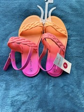 NEW Big Girls' Diba Jelly Sandals Ankle Strap - Cat  Jack Size 5 Orange  Pink