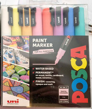 Posca Paint Markers Pens 8 Permanent Pastel Colours PC-3M