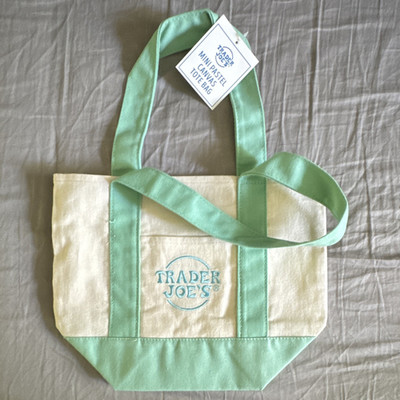 Trader Joe's Einkaufstasche Beige/Grün Logo 33x10x26 cm