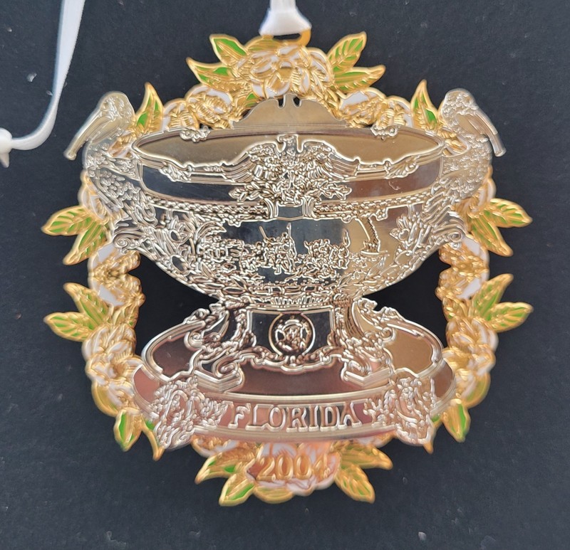 Limited Collectors' Edition Ornament 2004 USS Florida SilverPunch Bowl Complete