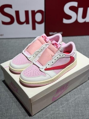 IQ7604-101 New Travis Scott x Air Jordan 1 Low Red Tick