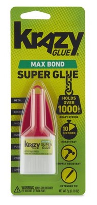 Krazy Glue KG48348MR Maximum Bond Glue, 0.18 oz. Extra 1 Count, Clear 