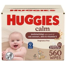 Huggies Calm Baby Wipes, Unscented, Hypoallergenic, 10 Push Button Packs