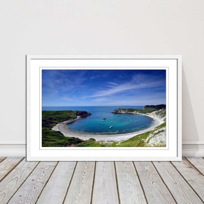 Lulworth Cove, Juraküste. Meerblick. Gerahmtes Bild Druck Farbwahl