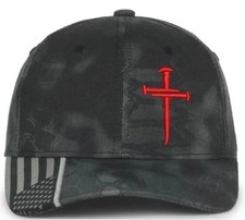 Christian Hats for Men Women Jesus 3 Nail Cross Hat RED CROSS Adjustable Hat