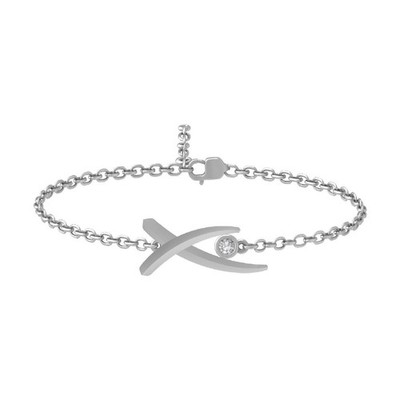 14k White Gold Lab Grown Diamond Fashion Bracelet 7'' Holiday Gift