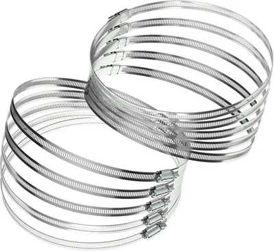 ALLWIN Hose Clamp Set - 10PCS 5 inch 304 Stainless Steel Worm Gear 5''-10PCS, Silver