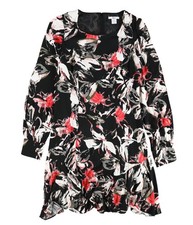 bar III Womens Party Floral Mini Dress, Black, 4