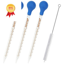 3Pcs Glass Pipettes Dropper, 10ml Graduated Liquid Dropper with Rubber Bulb...