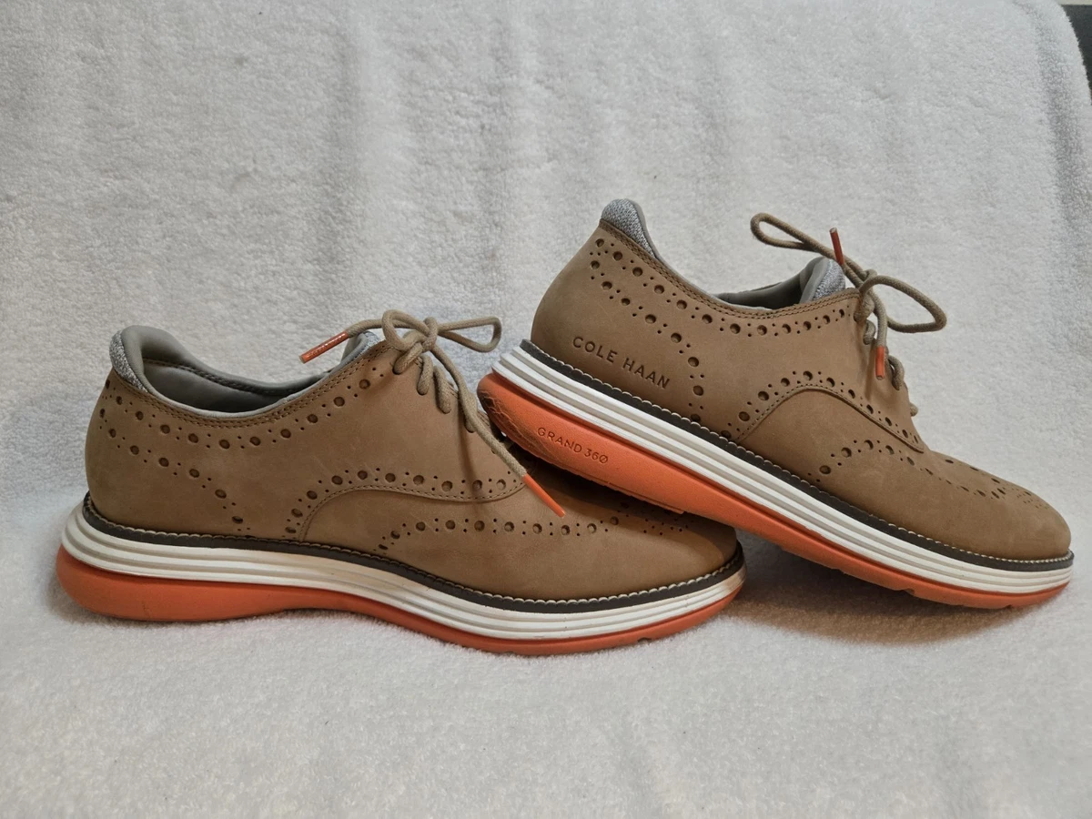 Cole Haan Mens Brown Suede Orange Sole‎ Wingtip Oxford Shoes D38959 Size 9 B Cole Haan Oxford Orange Dress Shoes for Men for sale | eBay main image 3