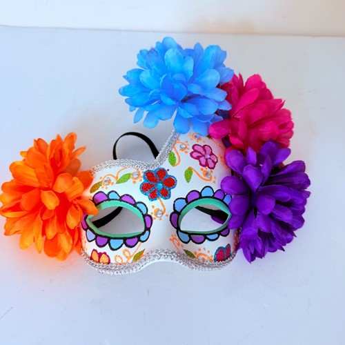 Halloween Floral Masquerade Mask Day Of Dead Sugar Skull Flowers Costume Party - Picture 11 of 13