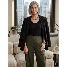 Eileen Fisher Black 100 Silk Jersey Scoop Neck Tank Top Shell Small S/P