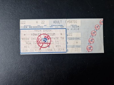 Jul 94 New York Yankees gegen Cleveland Indianer Ticket
