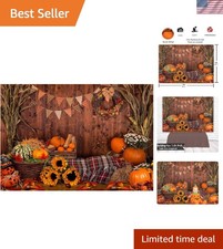 High-Resolution 7x5ft Autumn Photography Backdrop with Pumpkins  Maple Leaves