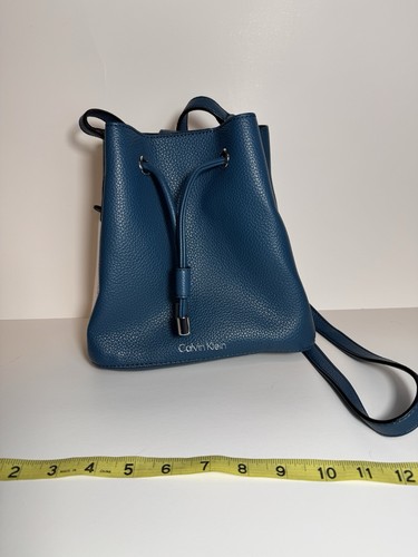 Calvin Klein Gabrianna H2GJYRY2 Blue Pebbled Leather Shoulder Bag NWT $138