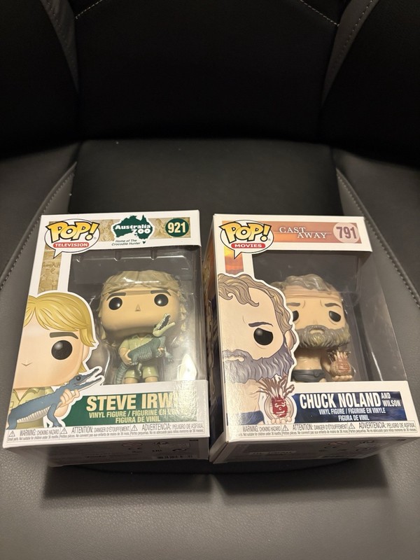 2x Funko Pop, Steve Irwin, Cast Away (Chuck Noland with Wilson), New