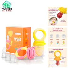 Safe Silicone Baby Food Feeder  Teething Nibbler 2 Pack - Delightful Colors