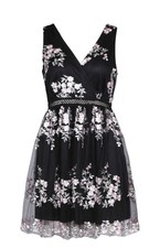 Boohoo Occasion Floral Embroidery Wrap Skater Dress UKSize 12 - New Without Tags