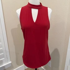NWT Stitch Fix Fortune + Ivy Red Sleeveless Cut Out Neck Knit Top  Stretch XL