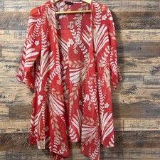 Wardrobe Kimono Cover Up Uk 14 overlay floral top red Floral (B2/V)