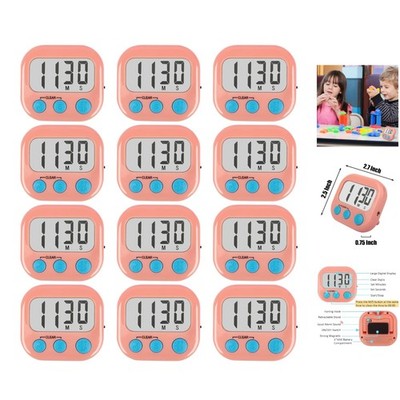 Efficient Cooking and Workout: 12 Pack Pink Digital Timers with Loud Buzzers