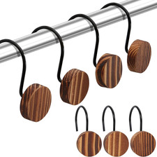Wood Shower Curtain Hooks, Boho Rust-Resistant Shower Curtain Hooks Decorative,
