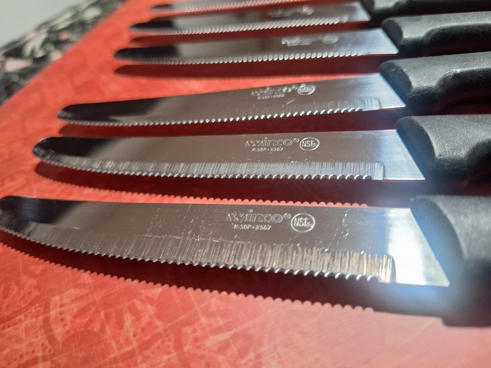 Cuchillos para carne de restaurante WinCo NSF Steakhouse mango negro 6 cuchillos  Foto 4 de 4