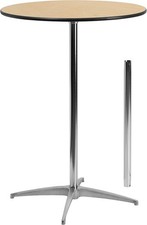 Lars 30 Inch Round Cocktail Table with Adjustable Bar or Standard Height Columns
