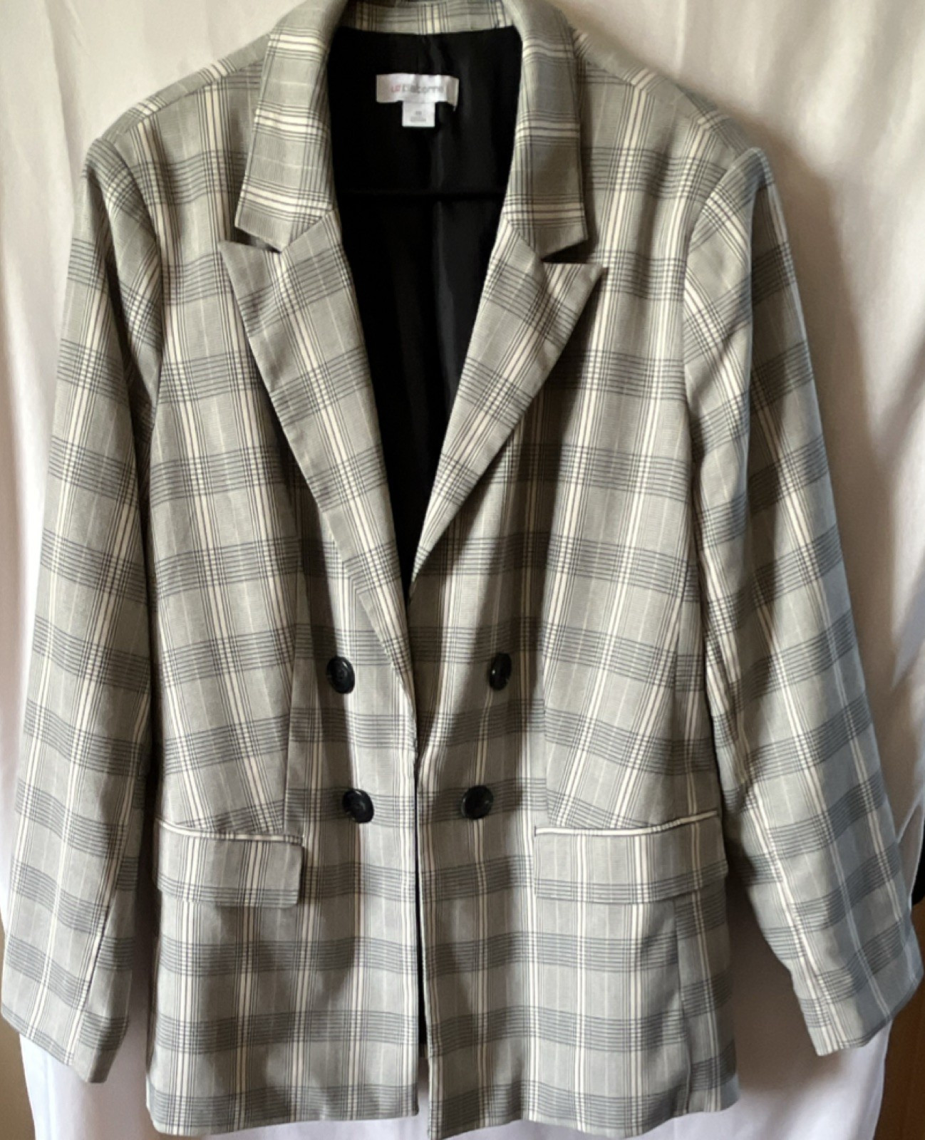 Liz Claiborne Plaid Blazer Gray, Black and Beige Women’s Size 18