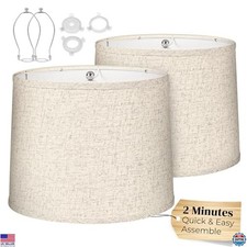 Medium Lamp Shades Set of 2   Beige Lampshades, 11.6" Top x 12.6" Bottom x 9.8"