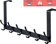 Over The Door Hook Rack Organizer Heavy Duty Towel Coat Hanger Holder Black