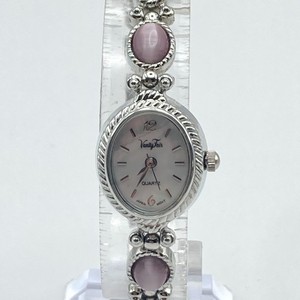 Vanity Fair Women\'s Watch Silver Tone Pink Cats Eye MOP Crystals New Battery 6\