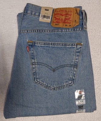 Levi's 501 Original Jeans W36 L34 Hellblau Denim Neu mit Etikett