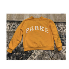PARKE Yellow Pullover Sweatshirt Crew Neck Cotton Fleece S/M Women