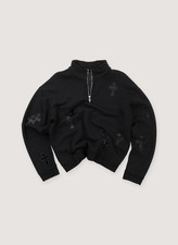 Chrome Hearts Cross Patch Quarter Zip Black Pre-Owned