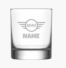 Personalised glass engraved whiskey glass Mini logo custom gifts name added  