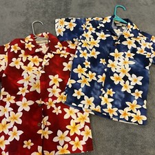 2 Royal Hawaiian Creations Red and Blue Short Sleeve Shirts Youth Boys Size8 EUC