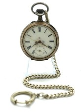 RARE SWISS POCKET WATCH SILVER CASE EXC WORKING NICE LOOKING