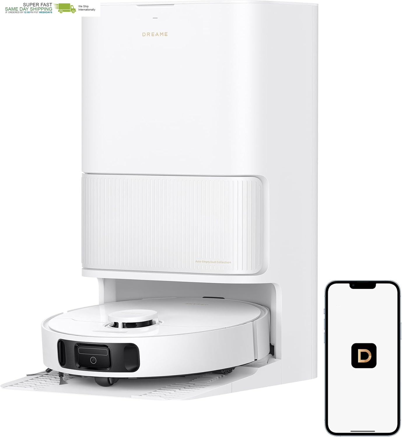 Robot Vacuum and Mop Combo with Self-Emptying Dock, 13,000Pa Suction, Mop Self-C-image