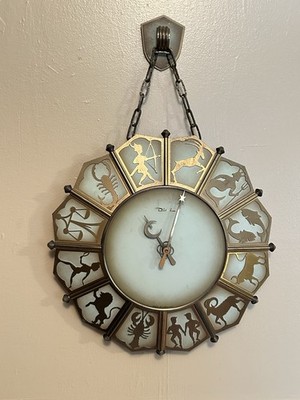 VTG MCM DIEHL German ZODIAC Astrology Hanging Wall Clock W.Nr.162 49i RARE