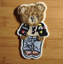 5" Teddy Bear SEW on Patch Plush Chenille Embroidered Jacket Love Sunglasses