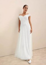 Freemans Blanc Bardot Robe Mariage UK 10 (fm208-1)