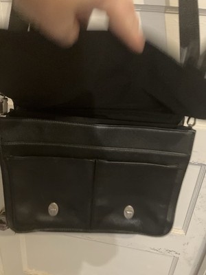 Vintage Pelle Studio Wilsons Black Leather Briefcase Messenger Laptop Bag 16x12