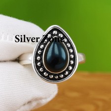Black Onyx Ring  925 Sterling Silver  Vintage Ring  Women's Ring  SZ 5-13
