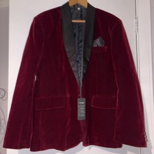 PYJTRL Mens Maroon Velve Blazer Suit Jacket size XXXL