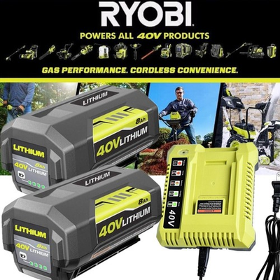 #ad 8.0Ah Battery 40 Volt for Ryobi 40V Lithium OP40602 Battery with LED Charger $96.00