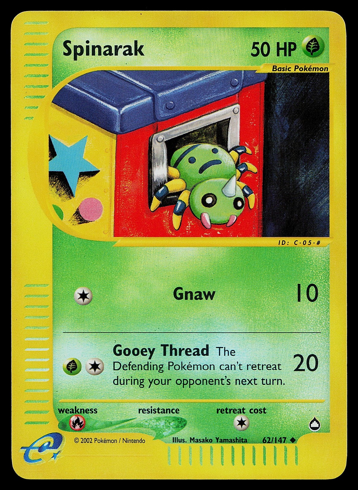 Pokemon Card - Spinarak Aquapolis 62/147 Uncommon Reverse Holo