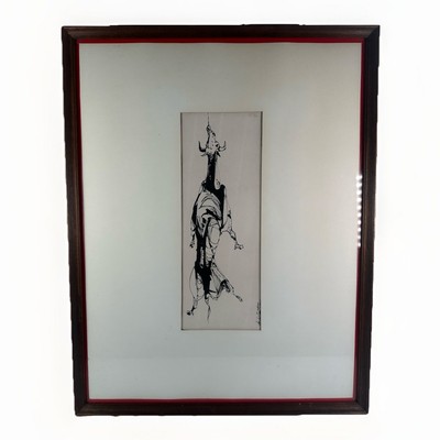Don La Viere Turner 1929-1997 Pen Ink Drawing Signed  Splayed Bull  Framed