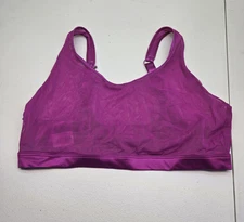 Curvy Couture Women Bra XL Purple 1355 Bralette Wireless Mesh Strap